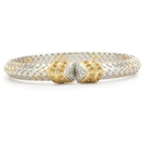 18 Karat White & Yellow Gold Diamond and Yellow Sapphire Cuff Bracelet - Picture 1 of 4