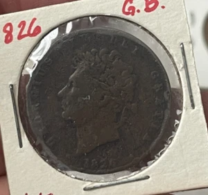 1826 Great Britain 1/2 Half Penny - Environmental Damage L2 - Picture 1 of 2