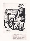 A.A.Yunger - Puschka Street Vendor Sugar Caricature Drawing Russia 1926