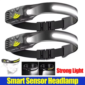2x 3500000LM USB Rechargeable LED Sensor Headlamp 5 Modes Headlight Head Torch - Picture 1 of 23