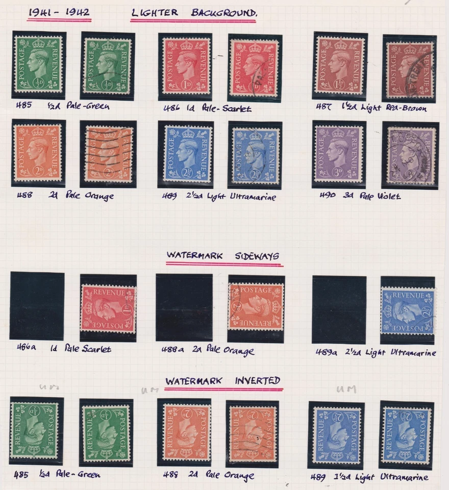 GB KGVI 1941-42 Lighter Background Collection - Inc. SIDEWAYS / INVERTED Wmks - Image 1 of 1