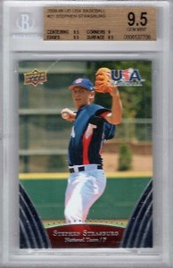 2008-09 STEPHEN STRASBURG UD USA BASEBALL RC #21 BGS 9.5 NATIONALS STUD