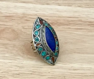 Turquoise Coral Lapis Ring - Picture 1 of 13