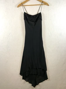 VTG Express Y2K Beaded Silk Slip Dress Sz 3/4 Fairy Grunge Whimsigoth Cocktail - Picture 1 of 15