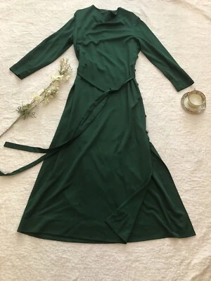 Maxi Vestido Henry-Lee Para Mujer De Colección Años 60-70 Verde Esmeralda Con Brillantes Botones Laterales Foto 1 de 4