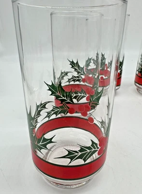 Juego de cristalería Libbey Holly & Berries 8 piezas enfriadores 16 OZ vacaciones de Navidad Foto 1 de 4