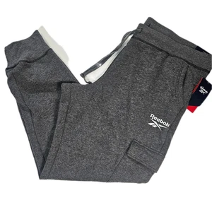 Reebok Pants Mens 2XL Gray Cuffed Joggers Drawstring Athletic Training Pockets - Picture 1 of 7