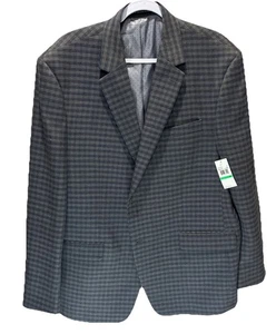 New Perry Ellis Portfolio Modern Fit Men’s Jacket Size 46R Grey/Blue Check NWT - Picture 1 of 9