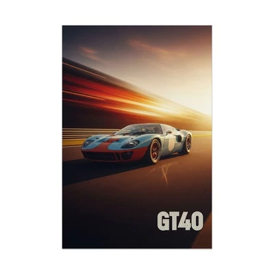 Ford GT40 Poster – Gulf Racing Le Mans Classic Car Wall Art Print, Retro Decor - Image 1 of 4