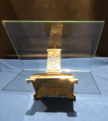 Stunning Vintage Glass Cake Stand with Pedestal Metal Base (1990s) - Image 1 of 4