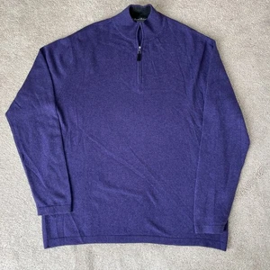 Suéter Daniel Bishop Cashmere Hombres XL 1/4 Cremallera Púrpura Silencioso Lujo Cómodo Preppy - Imagen 1 de 5