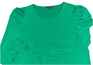 ADRIANNA PAPELL Blouse Womens Green Top Balloon Long Sleeve Ruched Office Large - Bild 1 von 10
