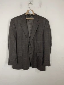 Jos A Bank Mens Blazer 44 Brown Plaid Fall Rustic Wool Professor School Preppy - Picture 1 of 10