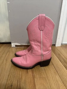 Old West Cowgirl Boots Girls Leather Narrow J Toe Pink 8119 Pointed Toe Size 13 - Picture 1 of 7