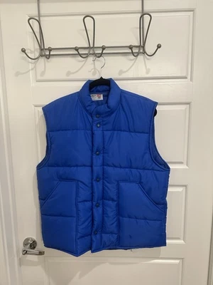 Chaleco sin mangas acolchado azul real vintage King Louie Pro Fit hecho en EE. UU. talla L Foto 1 de 4