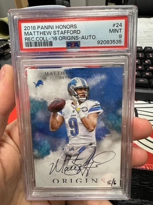 2018 Panini HONORS Origins Matthew Stafford 16 ORGINS AUTO PSA 9 5/6 - Image 1 of 2