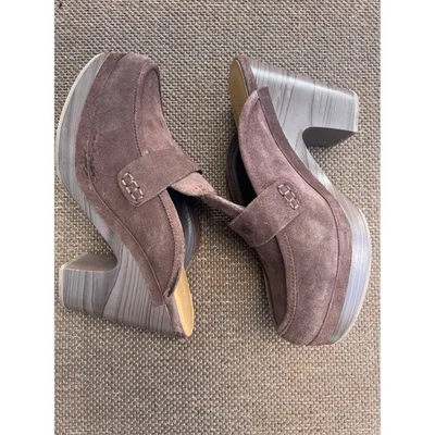 Splendid Brown  Suede Platform woman's Size 10Block Heel Mules Loafer Shoes - Image 1 of 4