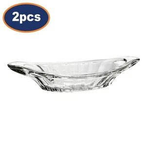 Glass Dessert Tray Banana Split Boat Dish Ice Cream Bowl Serving Plate 2Pcs - Picture 1 of 6