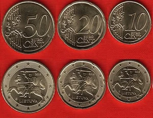 Lithuania euro set (3 coins): 10, 20, 50 cents 2015 UNC - Picture 1 of 1