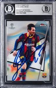 2021-22 Topps Finest UCL Lionel Messi #100 Beckett BAS Authentic Auto - Picture 1 of 2