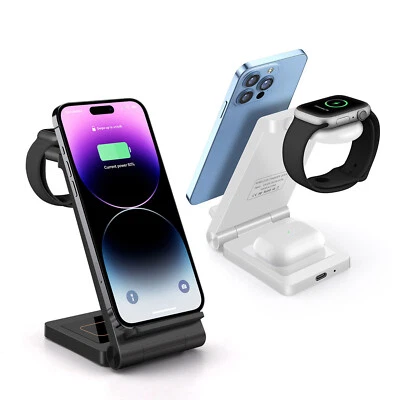 3 in 1 Wireless Charger Foldable Charging Stand For Apple Watch Air Pods iPhone - Image 1 of 4
