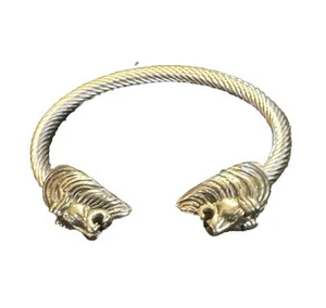 Herren Edelstahl Doppel Löwenkopf Manschette Kabel Armband * Hochglanzpoliert * - Bild 1 von 8