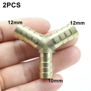 2PCS 1/2" X 3/8" X 1/2" Y 3-Way Brass Fitting Hose Barb Reducer Splicer - Picture 1 of 6