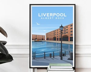Liverpool Art Print, Royal Albert Dock Travel Poster, Original Illustration - Picture 1 of 5