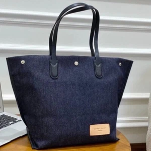 Longchamp Shopping Bag Beuteltasche Schultertasche Denim Canvas Navy Outlet Produkte - Bild 1 von 8