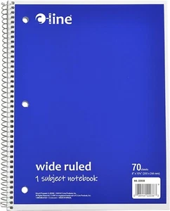C-Line 1-Subject Notebook, Wide Ruled, Blue, Case of 24 (22038-CT) - Picture 1 of 4