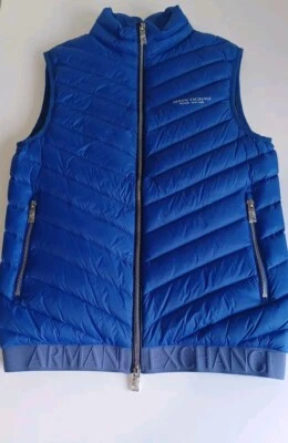 Armani Exchange Men's Down Vest, Blue, Size XS, Waistcoat, Brand New  - Image 1 of 3