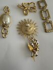 Gold Toned Brooch Art Nouveau Style Etc Jewellery Lot Of 5 Some Vintage