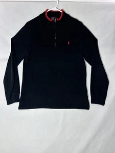 Polo Ralph Lauren Sweater Youth XL (18-20) Black 1/4 Zip 100% Cotton Pullover - Picture 1 of 15