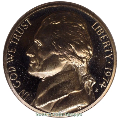 1974 S Jefferson Nickel 5C Gem Cameo Proof San Francisco Nickle Free Shipping! Cover