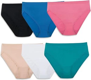 Fruit Of The Loom Womens Microfiber Hi-Cut Panties 6 Pack - Picture 1 of 2