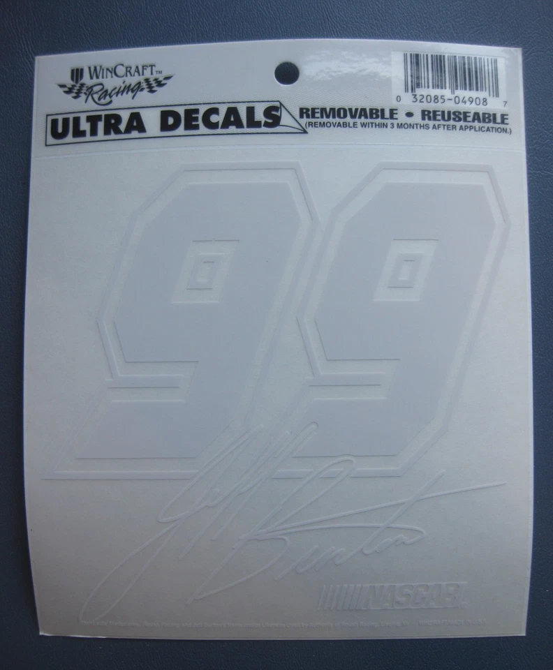 JEFF BURTON #99 ULTRA CALCOMANÍA 5"x 5" REMOVIBLE REUTILIZABLE NUEVO WINCRAFT RACING  Foto 1 de 1