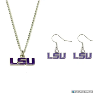 LSU Tigers Dangle Earrings & Necklace Set - Picture 1 of 3