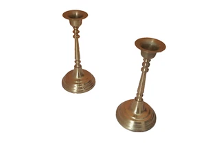 Kerzenhalter 2 teilig gold poliert antik Nostalgie Höhe 15,9 cm - Bild 1 von 7