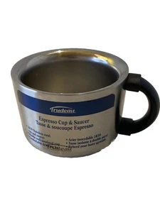Trudeau 3 Unzen Espressotasse Untertasse 18/10 Edelstahl Neove Design 2x isoliert - Bild 1 von 8