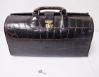 Antique Top Grain Leather Upjohn Doctor Bag w/ Alligator Pattern w/ Key 