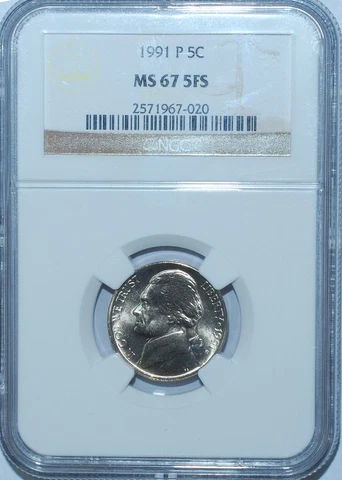 1991 P NGC MS67FS 5 Full Steps Jefferson Nickel Cover