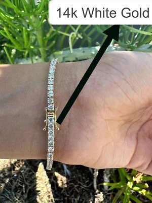 Wedding 5Ct Round Cut GH/VS Natural Diamond Tennis Bracelet 14k White Gold - Image 1 of 4