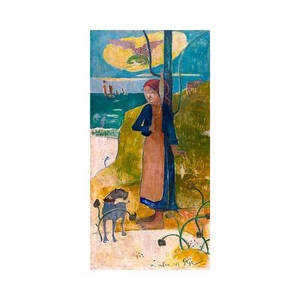 Paul Gauguin, Breton Girl Spinning, 1889, Canvas Print, 15" x 30" + Border - Picture 1 of 10
