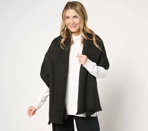 Complliments 69" x 21 1/4" Brushed Blanket Scarf With Fringe Black One Size New - Picture 1 of 1