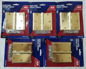 15 Hinges 3-1/2 3.5" Ace Square Corner Door Hinge Hinges Bright Brass 5675699 - Picture 1 of 5