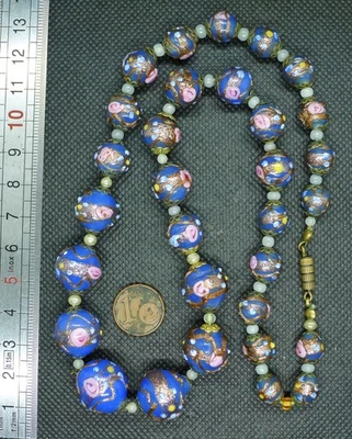 Collier Perles Murano Ancien Antique Wedding Cake Venetian Glass Bead Necklace - Photo 1/4