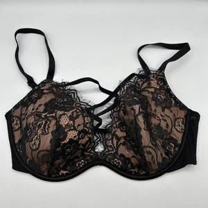 Adore Me Lace Under-Wire Bra Size 32DDD Black & Beige - Picture 1 of 9