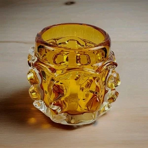 1950's Ercole Barovier & Toso Murano Art Glass Amber Vase Mugnoni, 3.5D x 4.25"H - Picture 1 of 13