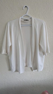 Suéter ligero Jeanne Pierre para mujer blanco mezcla de algodón XL 3/4 Foto 1 de 3