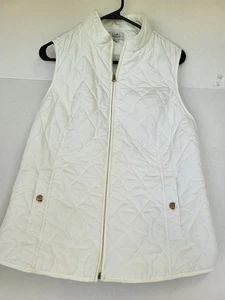 Croft & Barrow Steppweste Damen Gr. M kokosweiß ärmellos Reißverschluss tailliert hinten - Bild 1 von 10